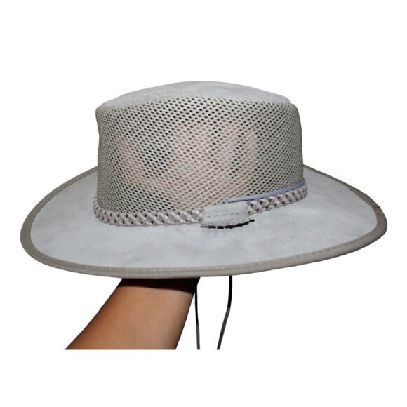 Monterey Bay Breeze Adjustable Leather Hat Sol Air Suede and Mesh Size M Made US main image 5